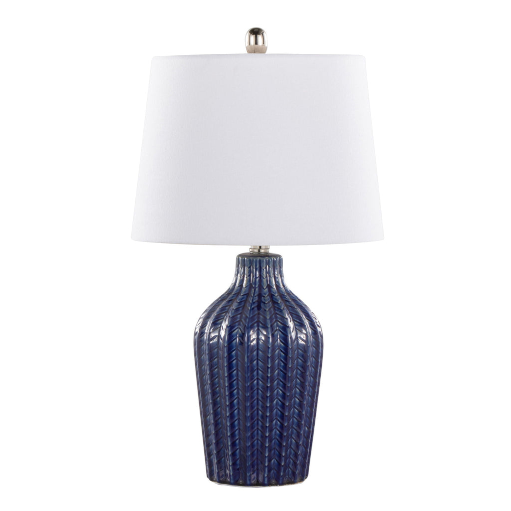 Contemporary Table Lamp Set of 2 with Chevron Pattern - Multiple Colors