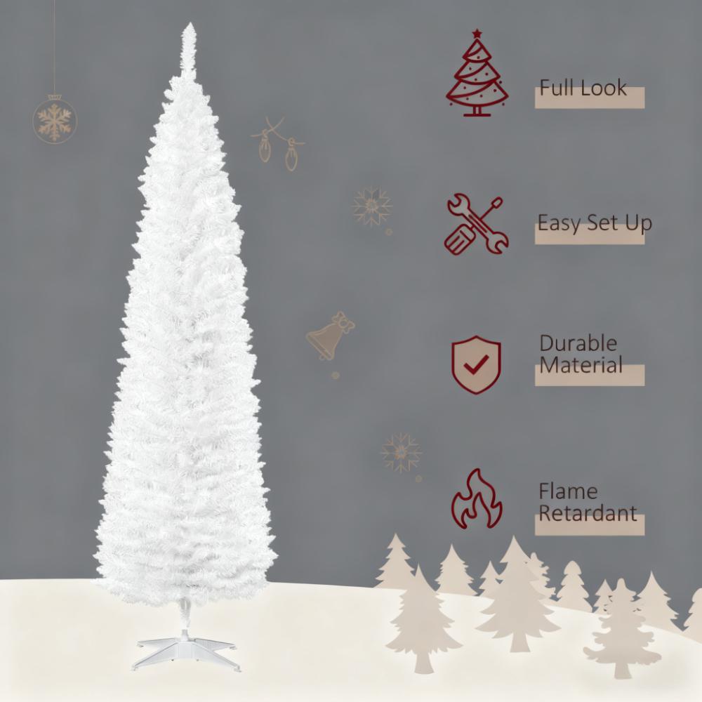 Slim Artificial Pencil Christmas Tree with 499 Branches - 7 ft