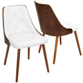 Contemporary Dining Side Chair with Bent Wood Frame - White