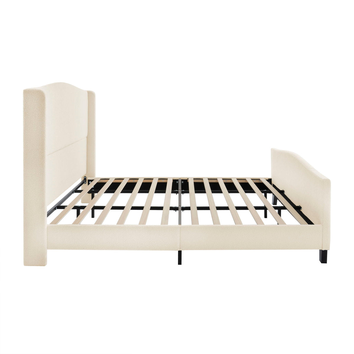 Platform Bed Frame with Tall Headboard and High Footboard - White or Gray