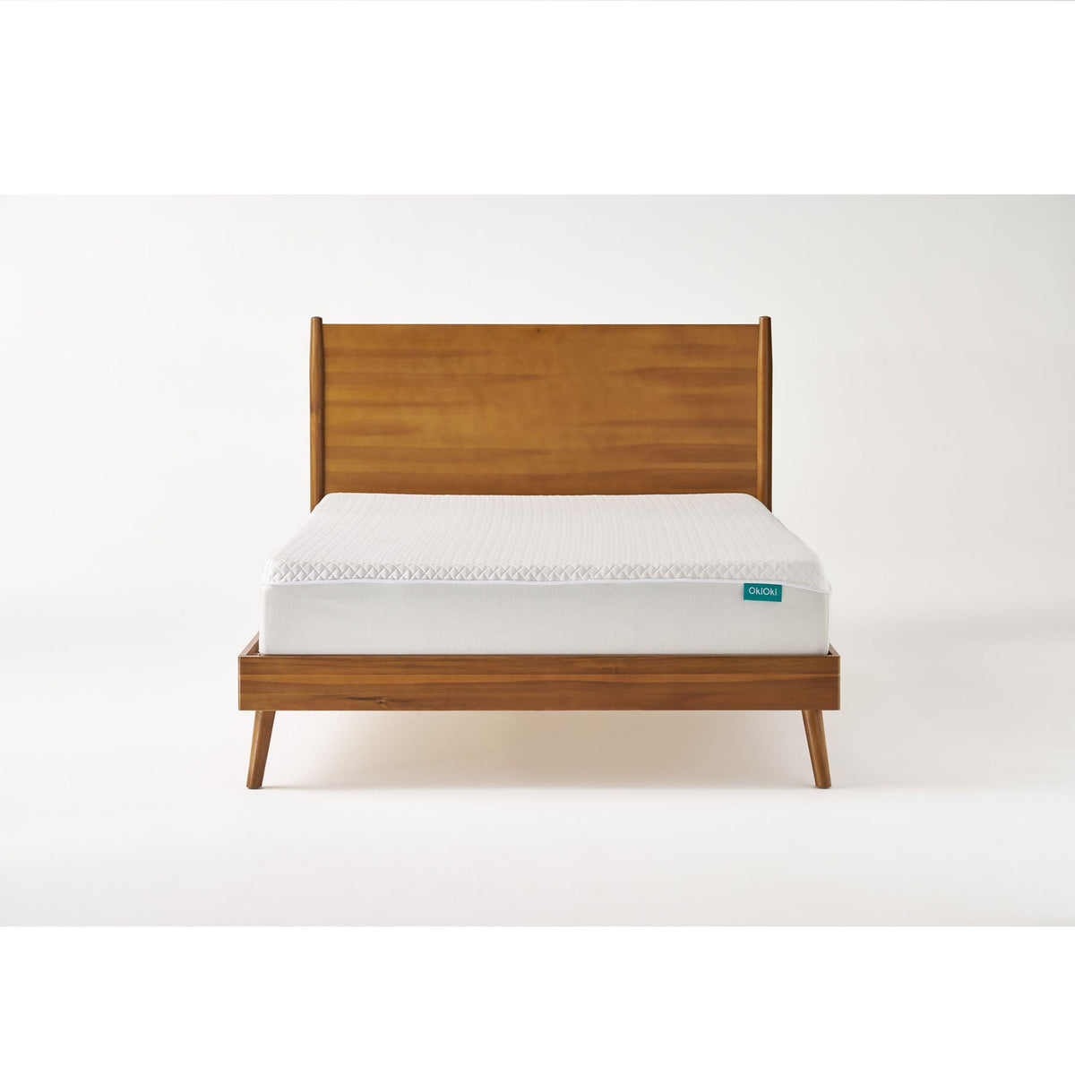 Mid-Century Wood Platform Bed with Heavy-Duty Support - Light Brown