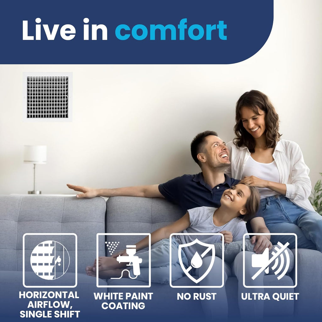 Adjustable Aluminum HVAC Register Vent Cover with Precise Airflow Control - 12x12 Inch