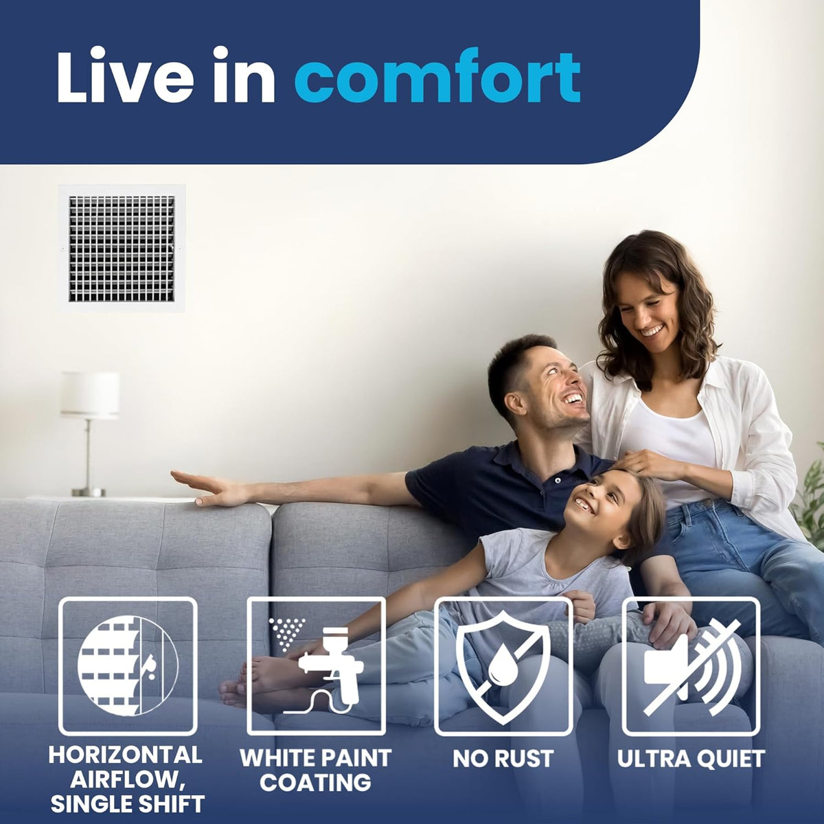 Adjustable Aluminum HVAC Register Vent Cover with Precise Airflow Control - 12x12 Inch