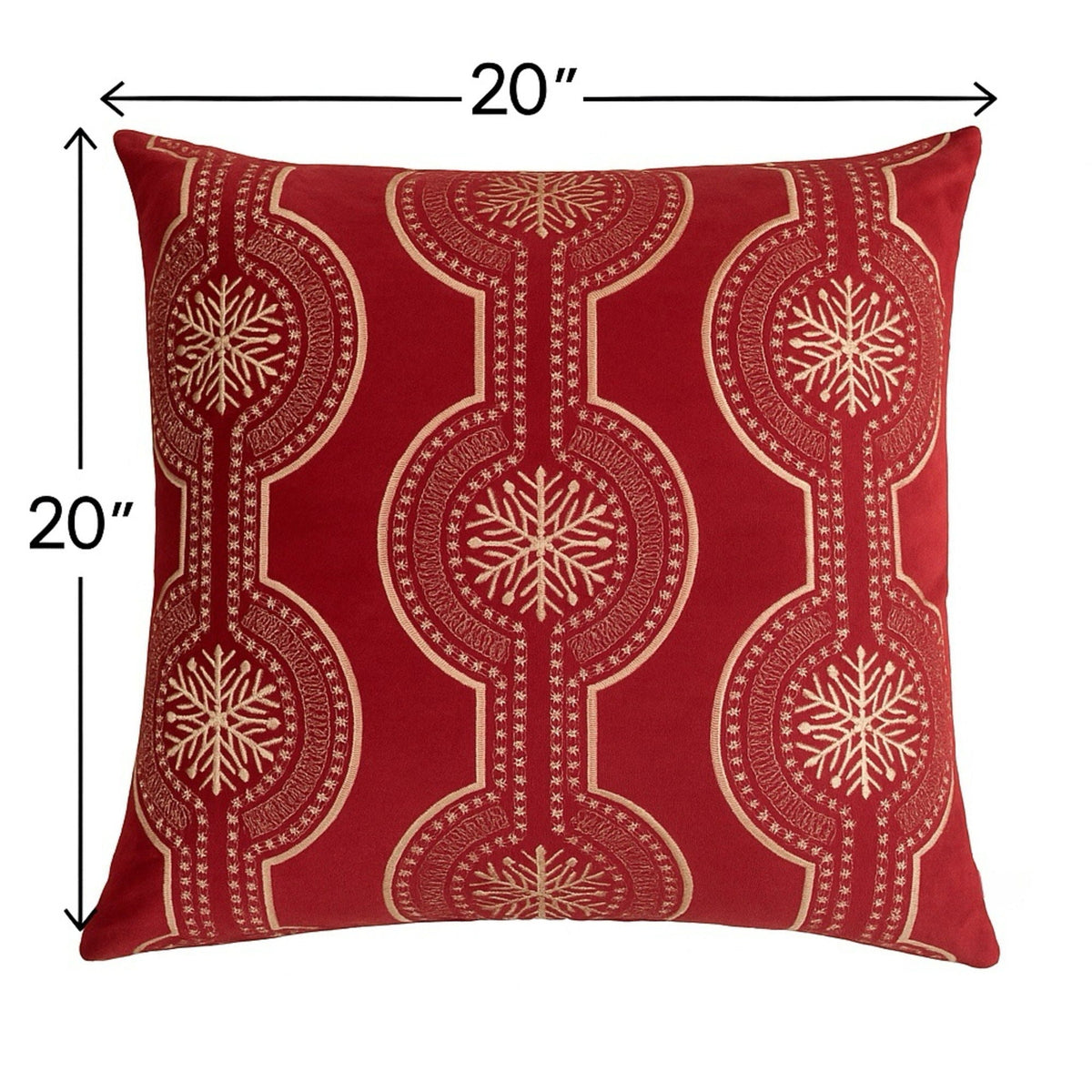 Holiday Throw Pillow with Snowflake Embroidery - 20x20 Inch