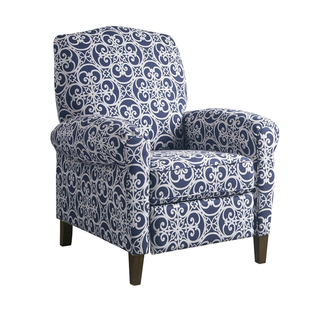 Kirby Transitional Push Back Recliner Chair with Solid Wood Frame - Blue or Gray