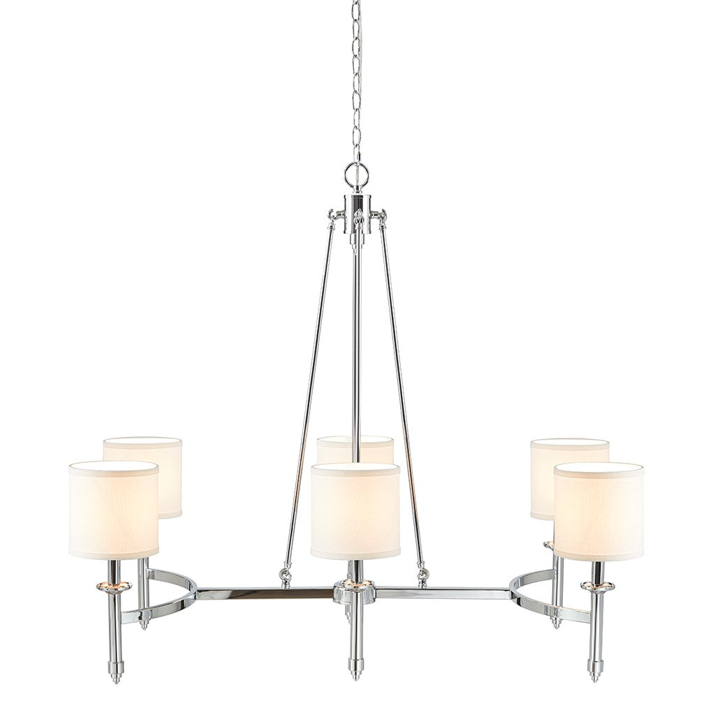 6-Light Chandelier with Fabric Drum Shades - Iron & Polyester