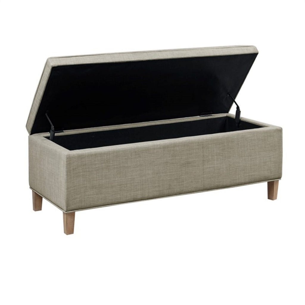 Light Gray Storage Bench with Soft Close and Ample Storage - Rectangular