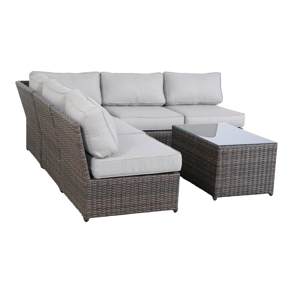 Modern Patio Rattan Sectional Set with Cushions - Multiple Colors