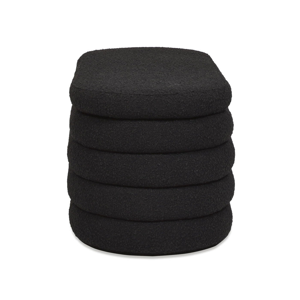 Upholstered Oval Storage Bench with Hidden Storage - Black, White or Dark Green