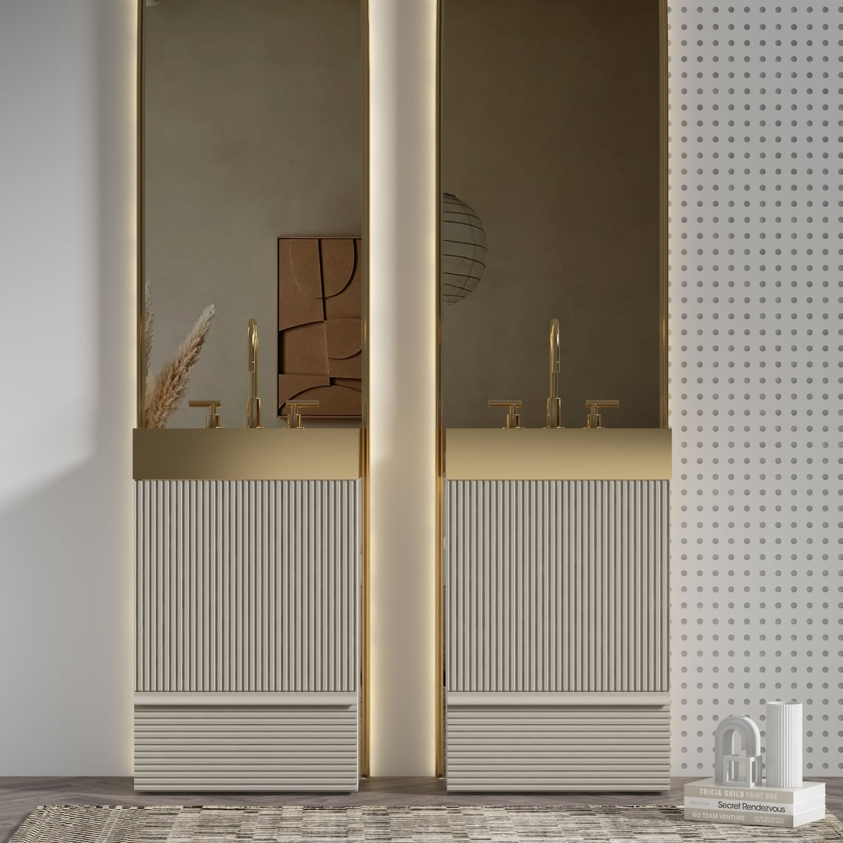 Gada 20" Striped Bathroom Vanity with Soft-Closing Features - Beige Grey Stripe