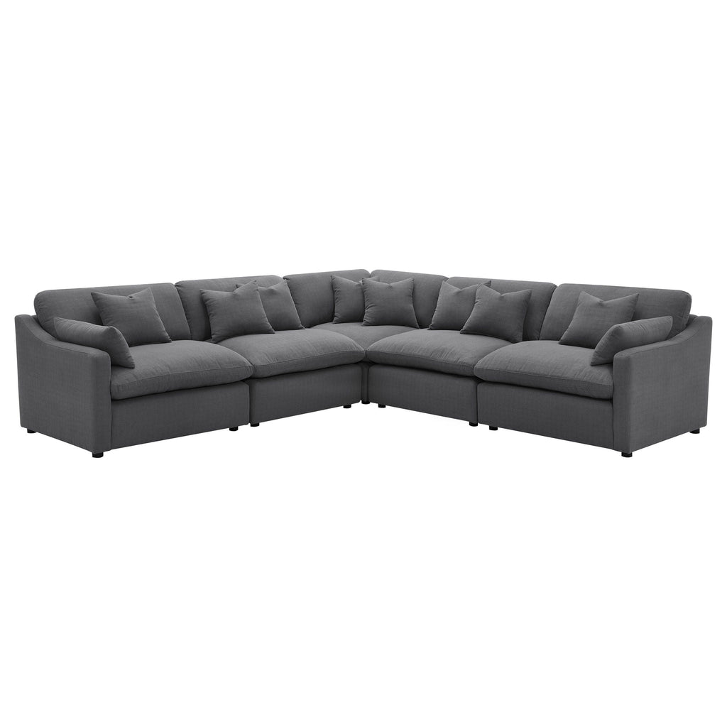 Hobson 5-piece Upholstered Modular Sectional Sofa Charcoal