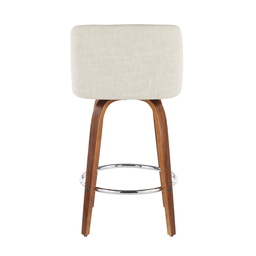 Mid-Century Modern Counter Stools with Padded Seat - Black or Gray