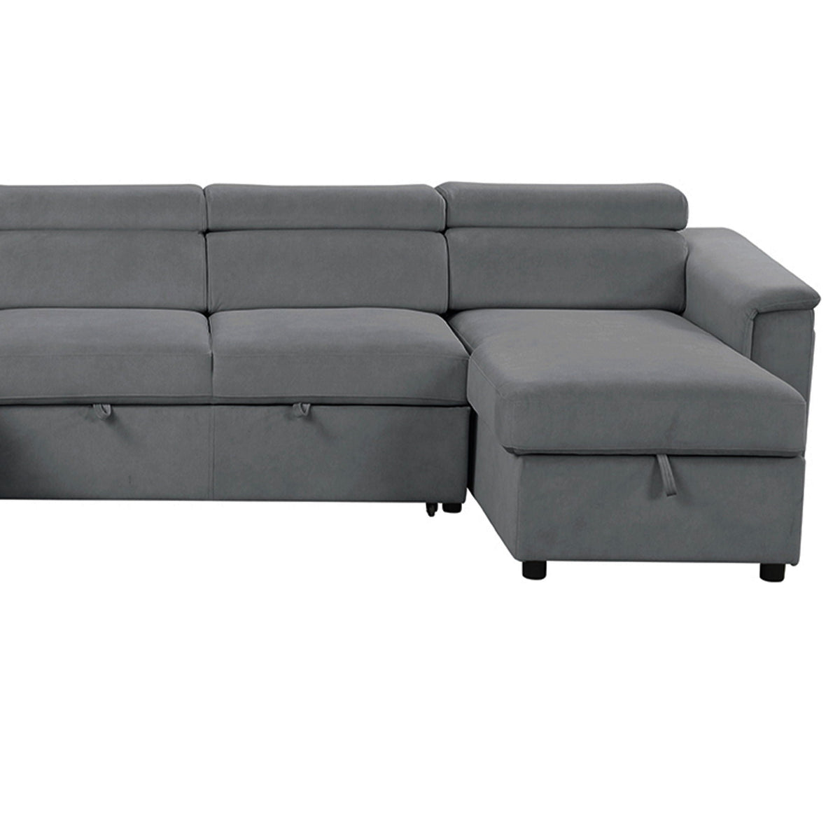 Power Recliner Sleeper Sectional with Adjustable Headrest and Storage - Dark Gray or Beige