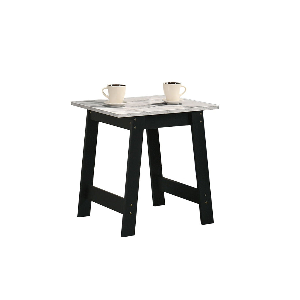 Faux Marble End Table with Black Frame - Kenzo