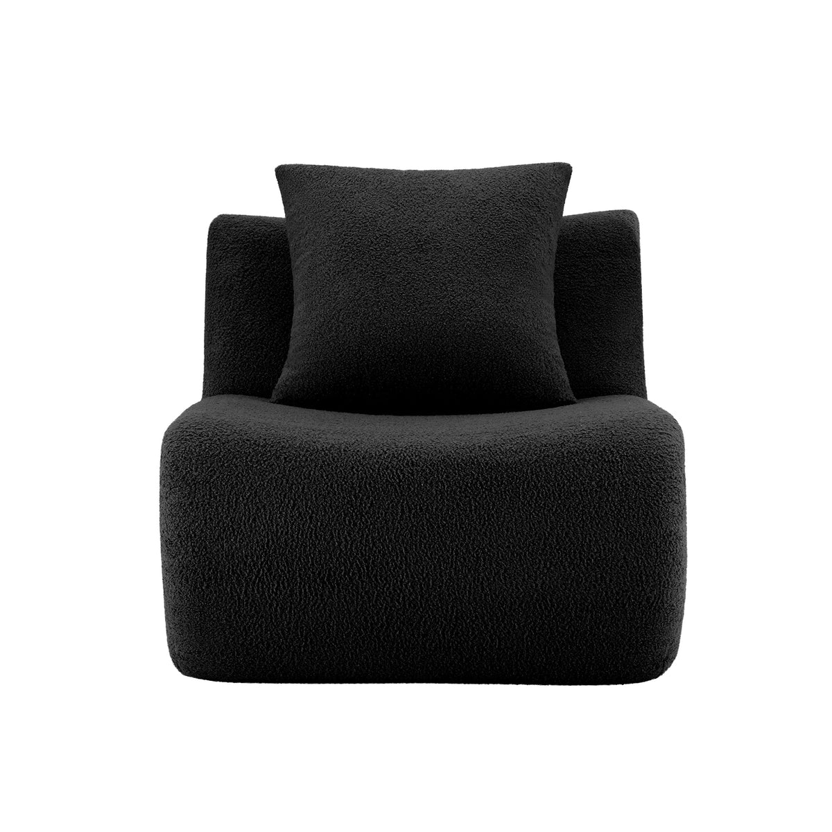 Armless Sofa With Pillow Teddy Fabric with Included Pillow - Black