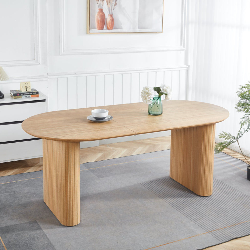 Extensible Dining Table with Metal Legs - Oak