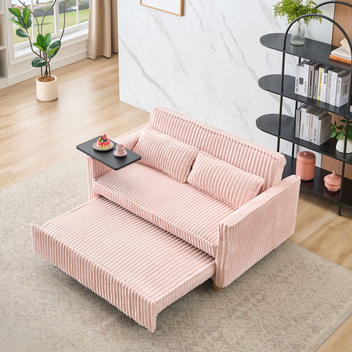 Pull Out Sofa With Movable Tabletop and USB Ports - Multiple Colors