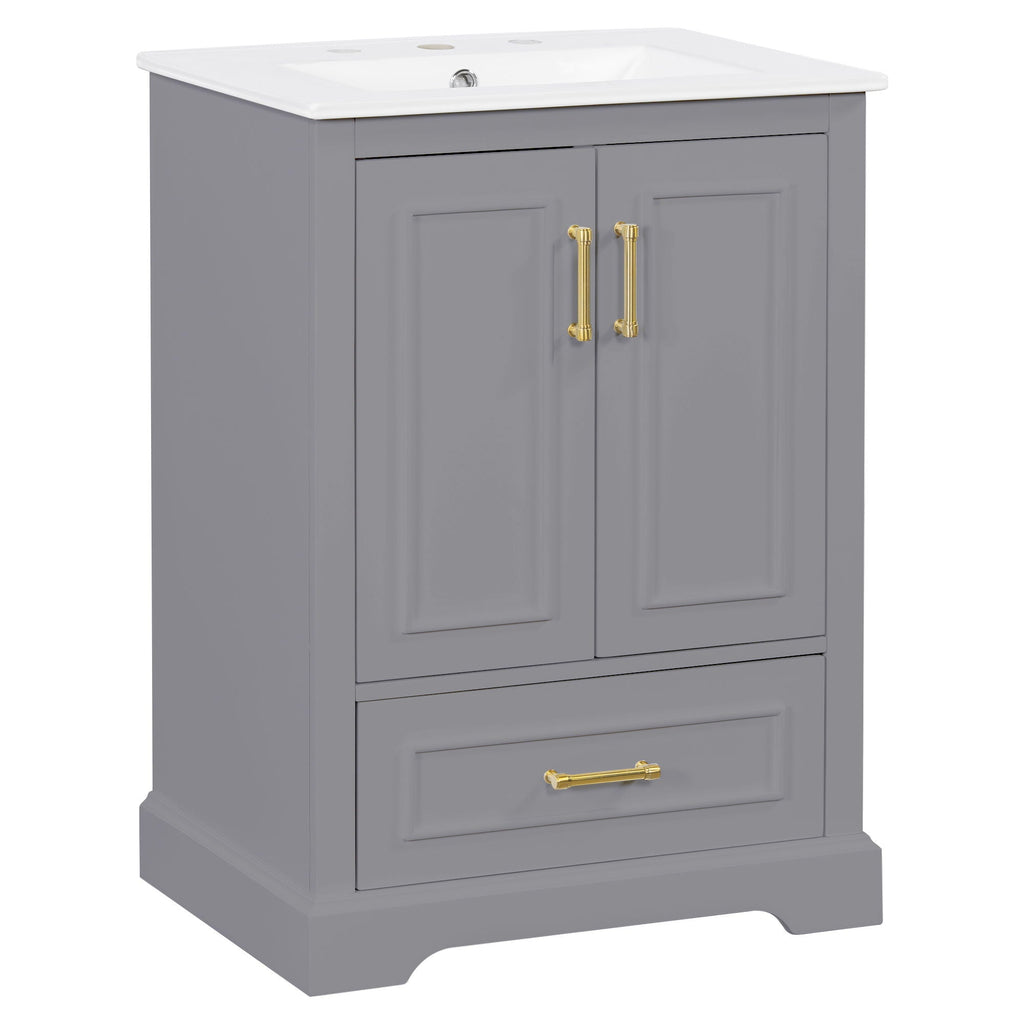 Bathroom Vanity with Sink and Soft Close Doors - White, Black, Green, or Gray