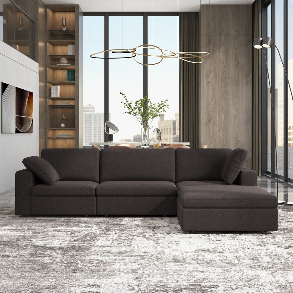Dark Gray Modular Corner Sectional Sofa with Mid-Century Modern Design - Left Arm Facing