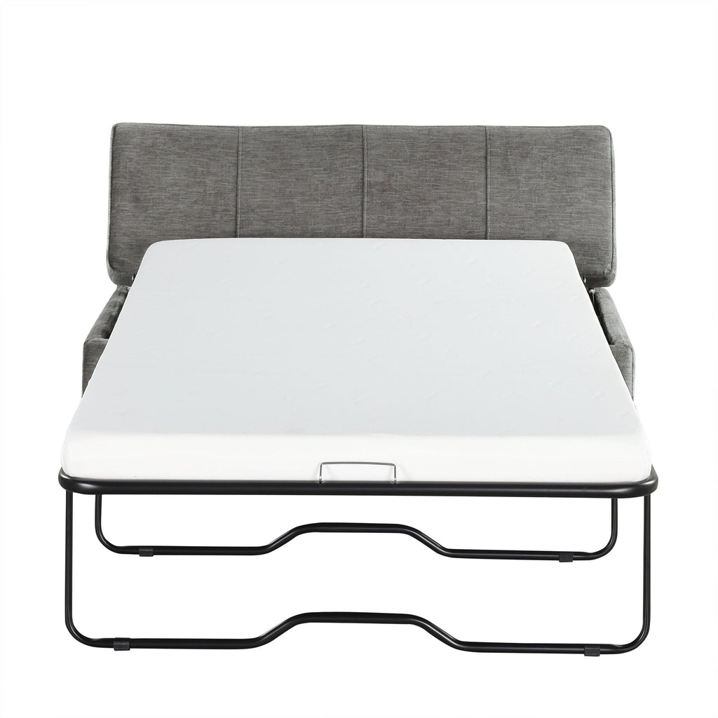 Twin Size Folding Ottoman Sleeper Bed with Mattress - Light Brown, Black, Dark Gray, White