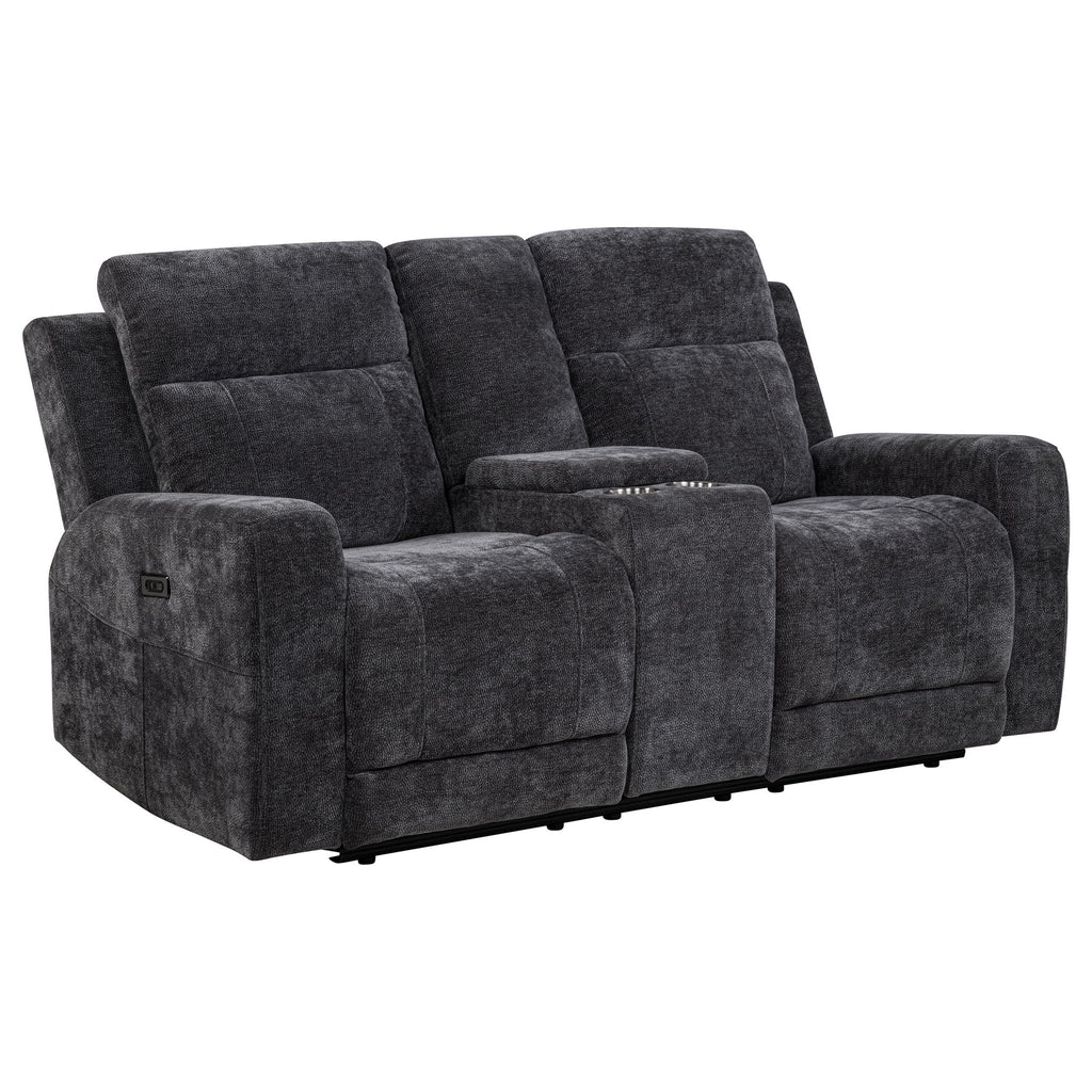 Kennett Chenille Upholstered Power Reclining Loveseat Grey
