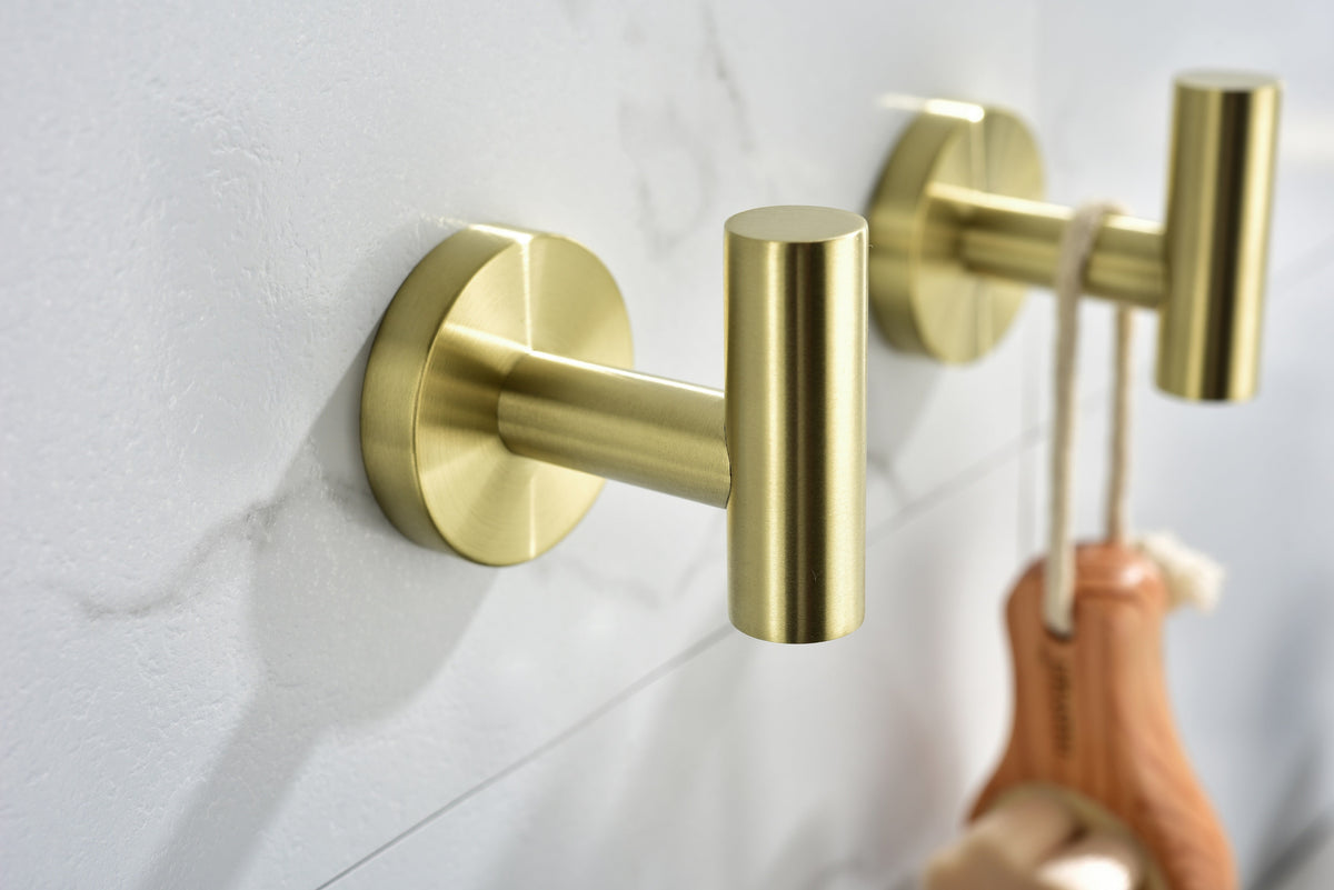 Stainless Steel Bathroom Towel Hooks - 6 Pack, Wall Mounted, Modern Finish