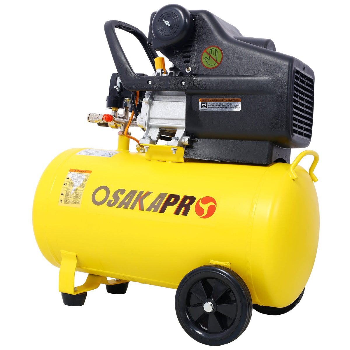4.5HP Portable 13-Gallon Oil-Lubricated Air Compressor with Wheels – Yellow