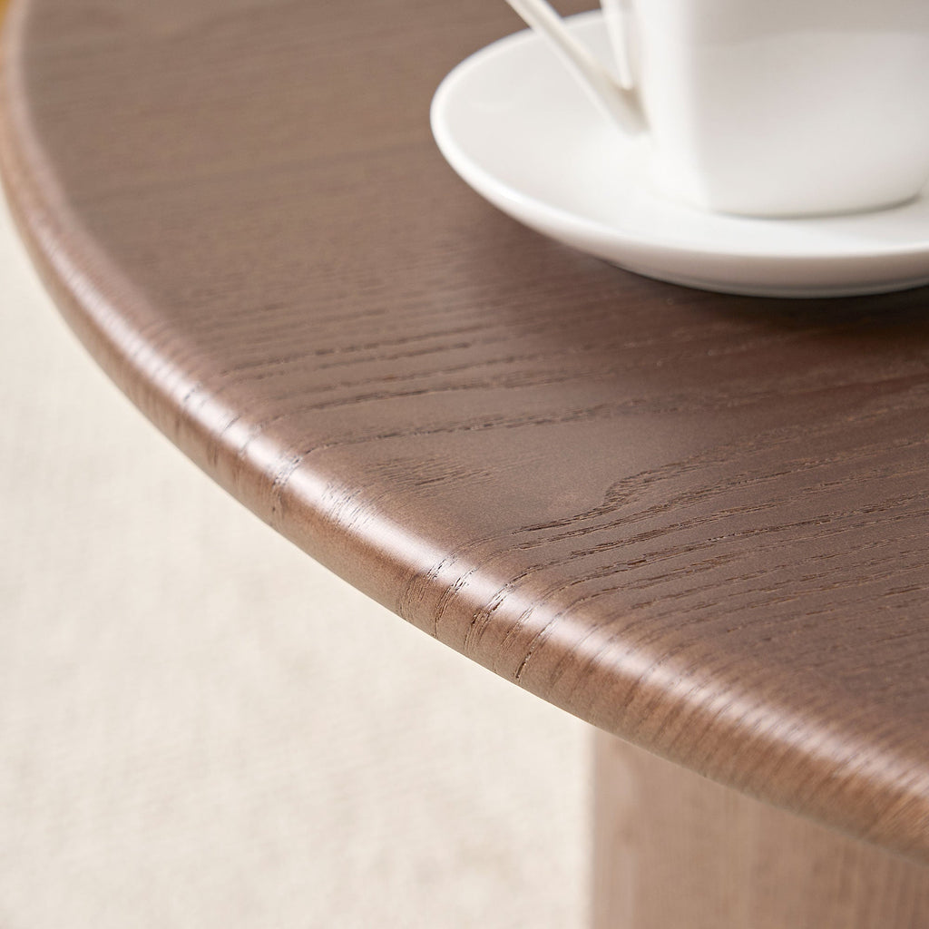 Modern MDF Round Coffee Table Set of 2 - Walnut Finish