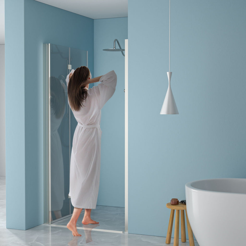 Fold Frameless Shower Door with Tempered Glass - Bi-Fold Modern Design