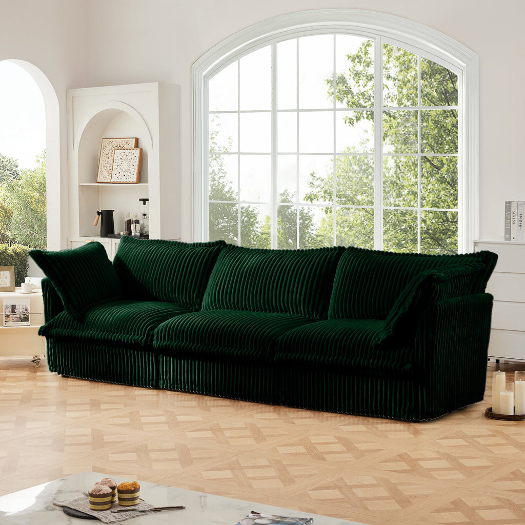 Slipcovered Modern 3 Seater Sofa with Removable Covers - Green or Cream