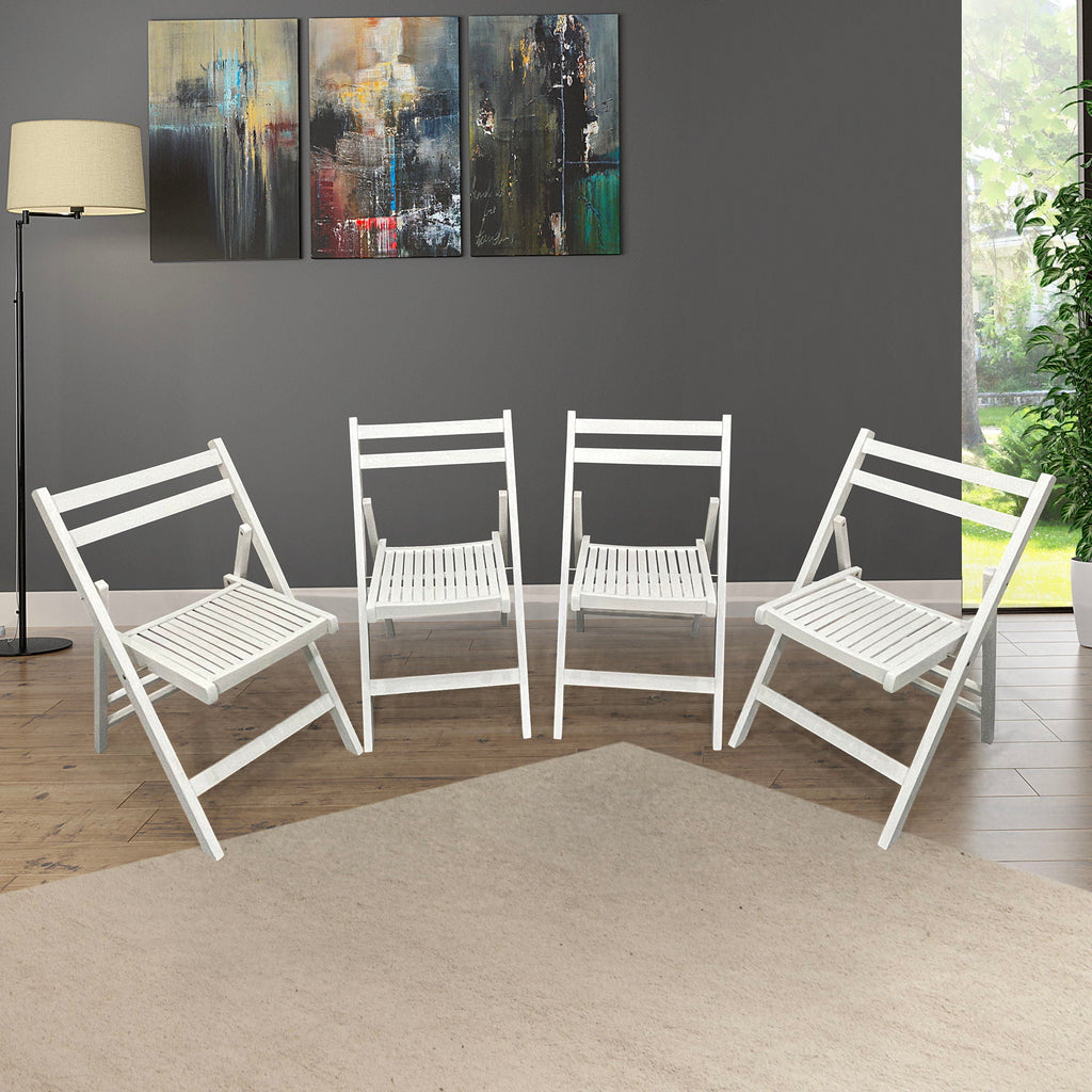 Foldable Solid Wood Special Event Chair Set - Set of 4 (Multiple Colors)