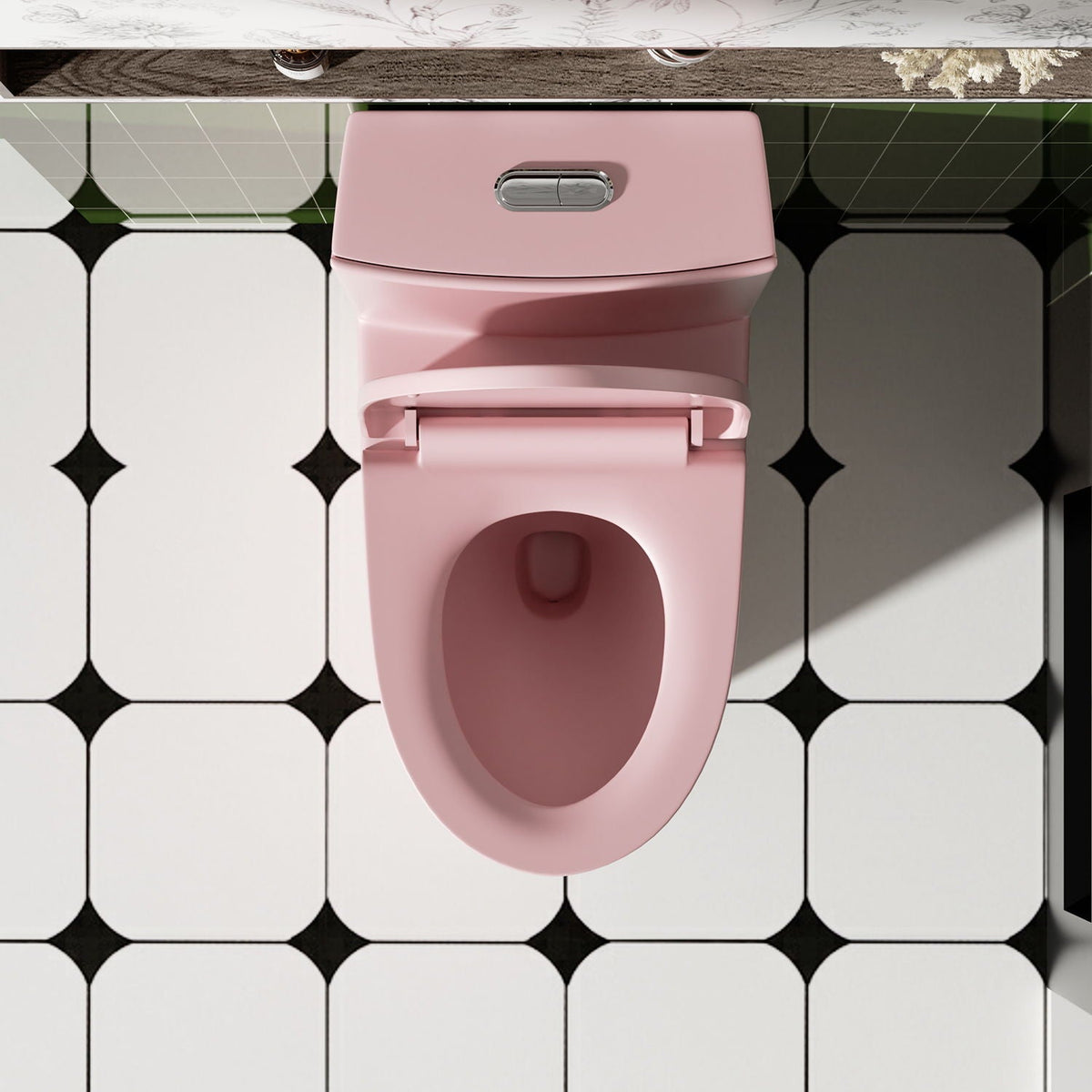 1 Piece Toilet with Tornado Flush and Dual Flush - ADA Height Chair - Gray, Pink, or Black