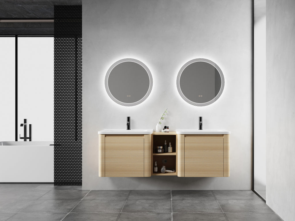 60'' Wall-Mounted Bathroom Vanity with Storage - Plywood