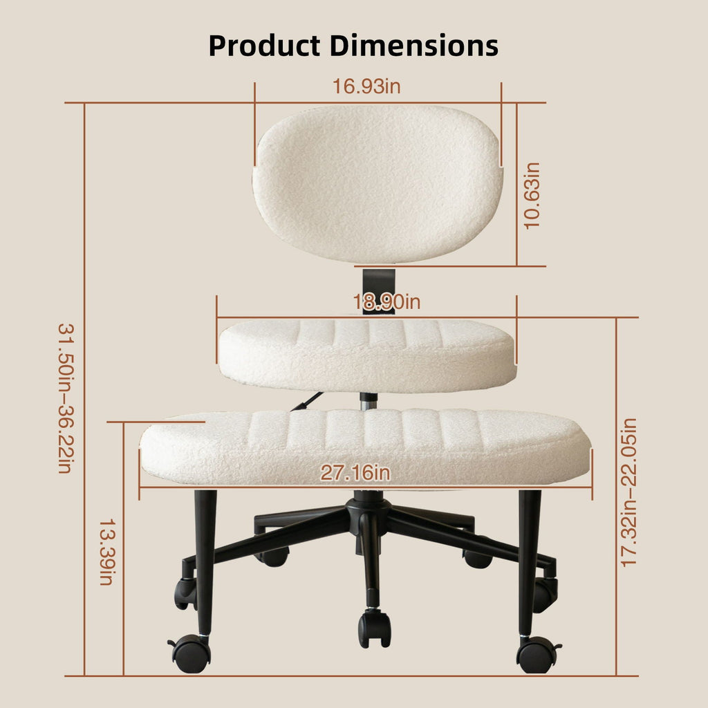 Ergonomic Cross Legged Office Chair with Back Support - Multiple Colors