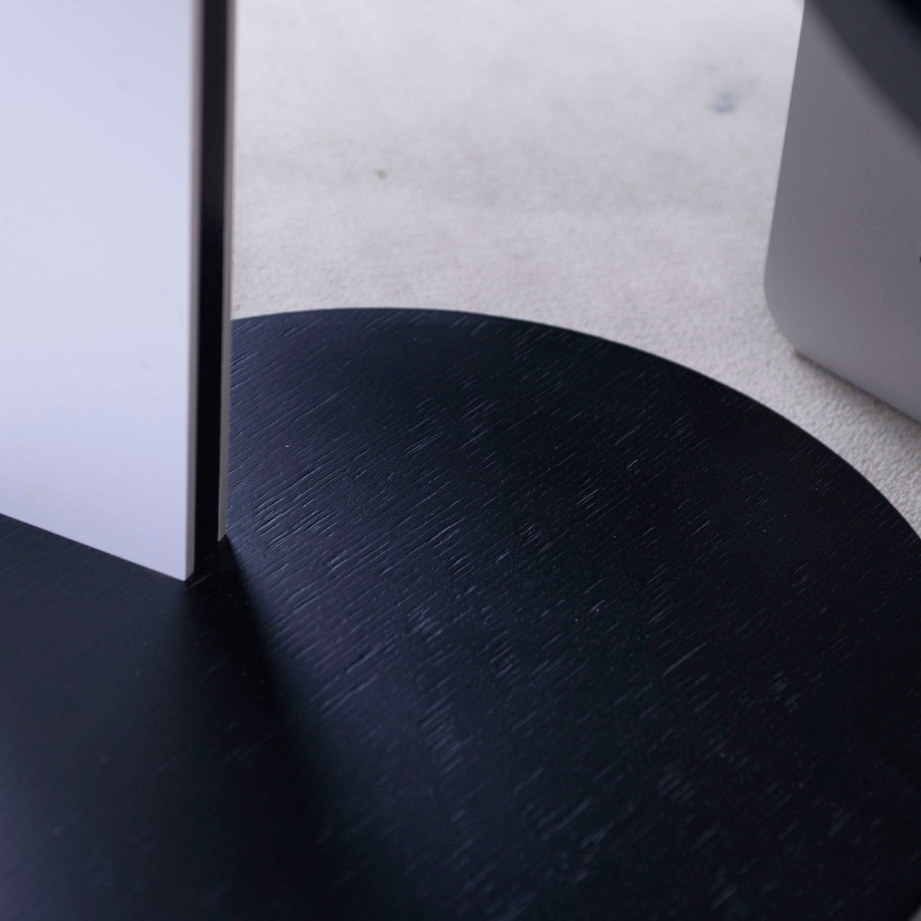 Round Coffee & End Table Set with Sintered Stone Legs - Black