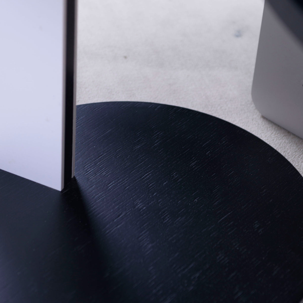 Round Coffee & End Table Set with Sintered Stone Legs - Black