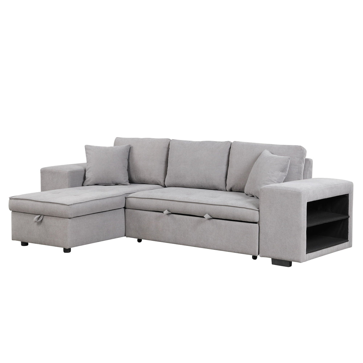 Reversible L-Shape Sleeper Sectional Sofa with Storage Chaise and 2 Stools - Multiple Colors