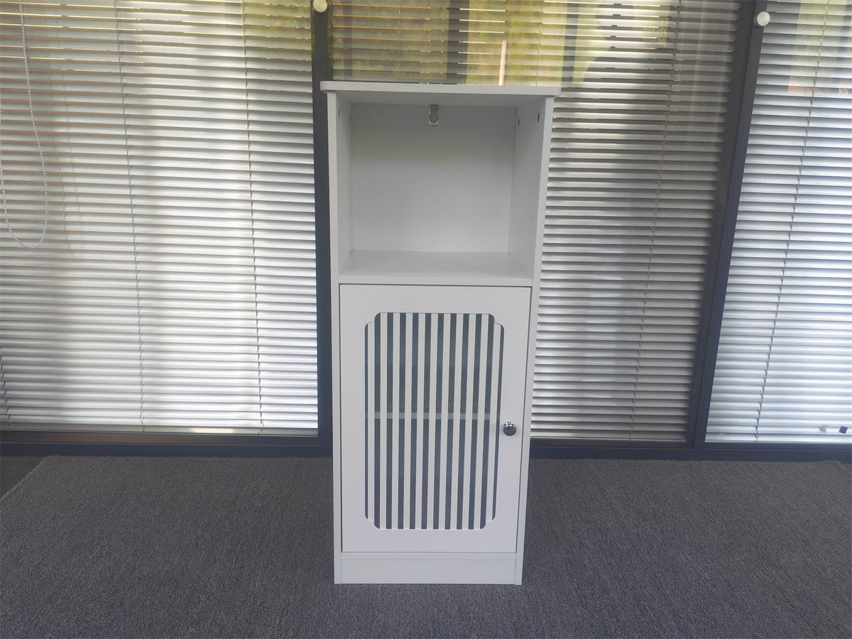 Bathroom Low Cabinet with Louvered Door - Particle Board & MDF, White