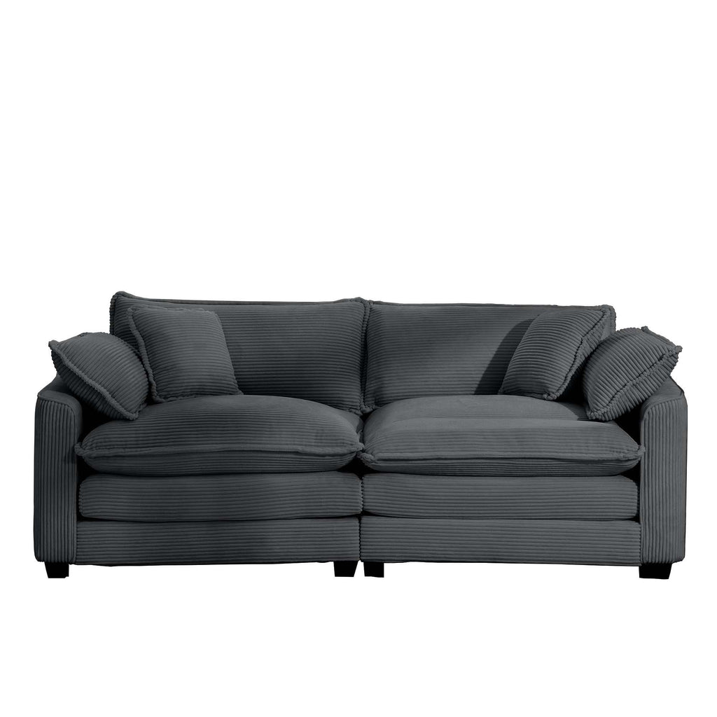 Modern Upholstered Deep Seating Loveseat with 4 Pillows - Multiple Colors