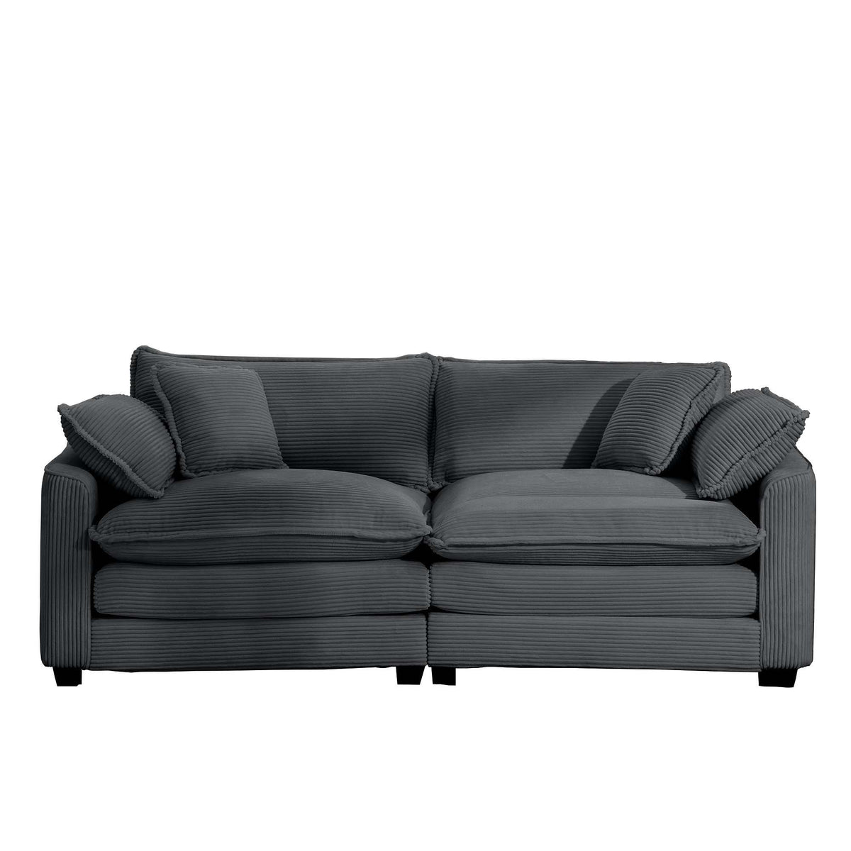 Modern Upholstered Deep Seating Loveseat with 4 Pillows - Multiple Colors