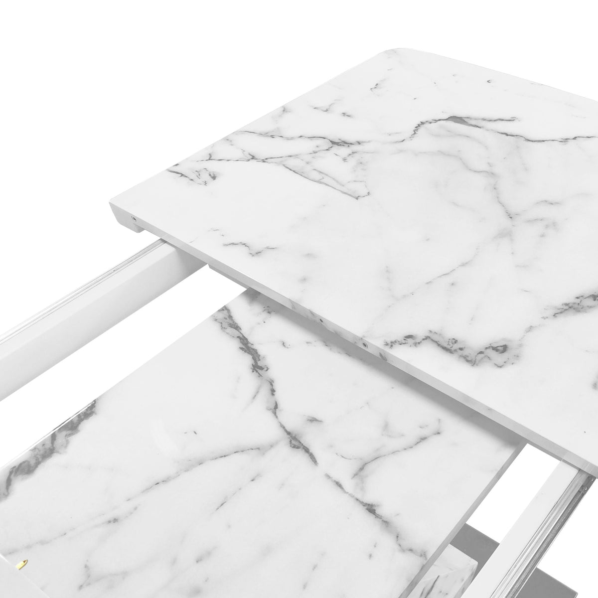 Modern Rectangle Dining Table with Stretchable Top and X Shape Legs - White or Black