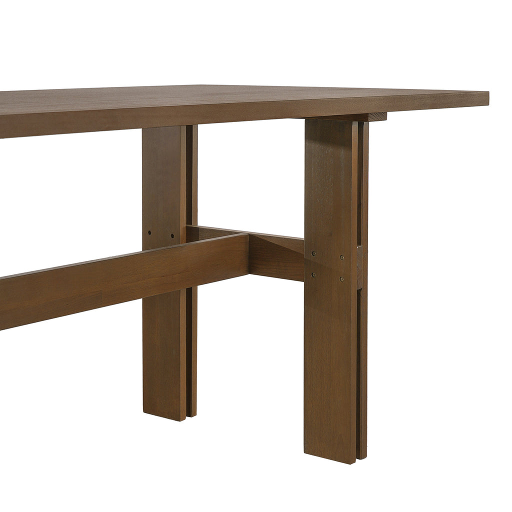 Modern Wooden Dining Table with Pedestal Base - Wood Finish