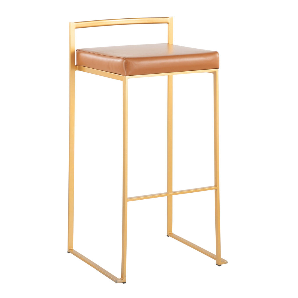 Contemporary Stackable Barstool Set with Upholstered Seat - Multiple Colors
