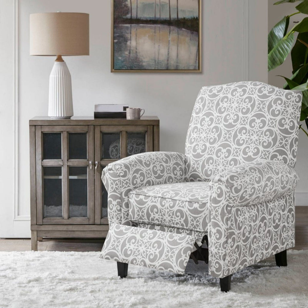 Kirby Transitional Push Back Recliner Chair with Solid Wood Frame - Blue or Gray