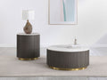 Jason 2-piece Round White Marble Coffee Table Set Charcoal