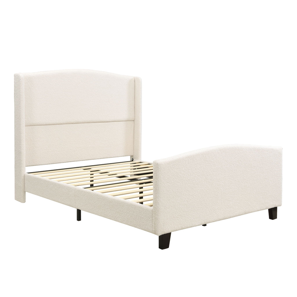 Platform Bed Frame with Tall Headboard and High Footboard - White or Gray