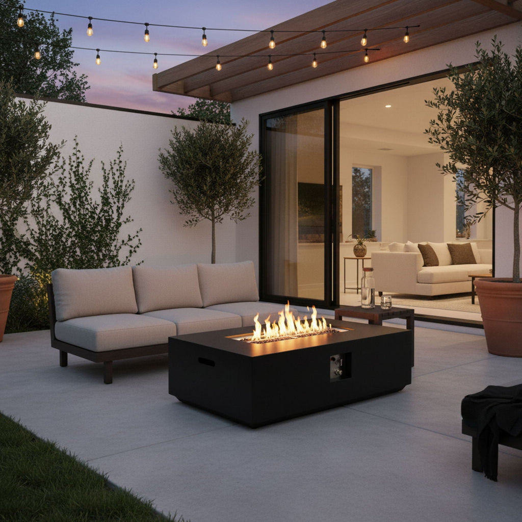 Charcoal Fire Pit Table with 50,000 BTU Output - Fiber Concrete