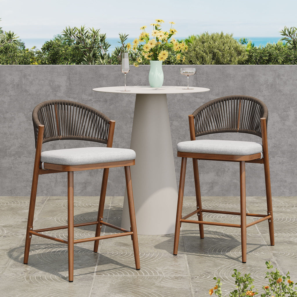 Outdoor 26" Counter Height Metal Frame Counter Stools