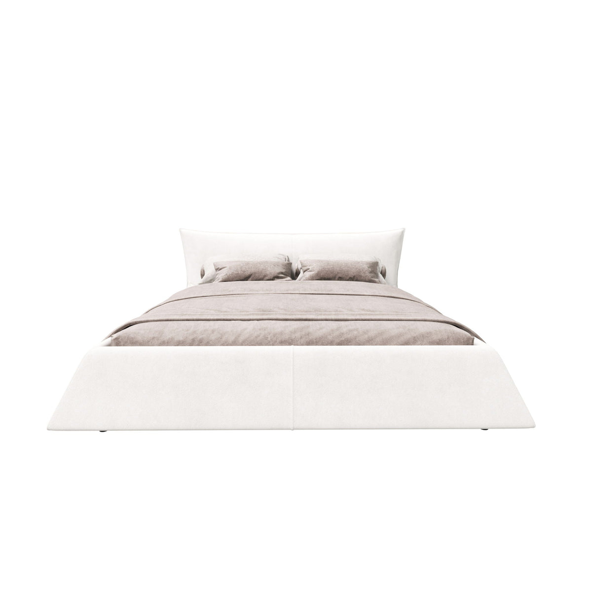 Upholstered Platform Bed with Special Shaped Headboard - Black or Beige