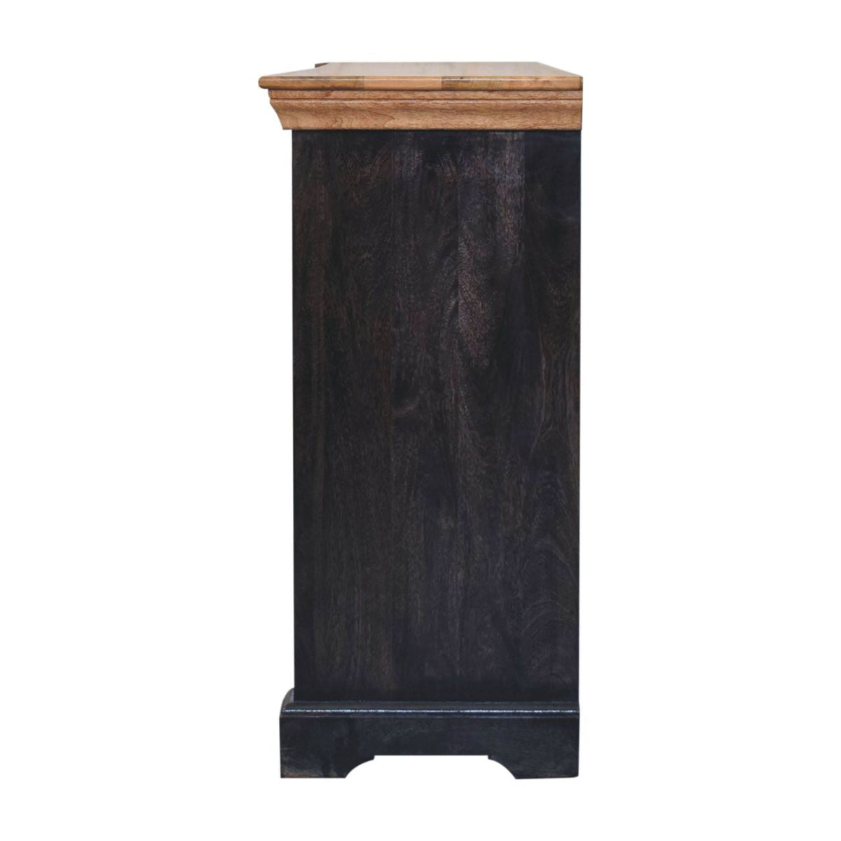 Solid Wood Regal Rustic Sideboard with 6 Compartments - Black & Oak